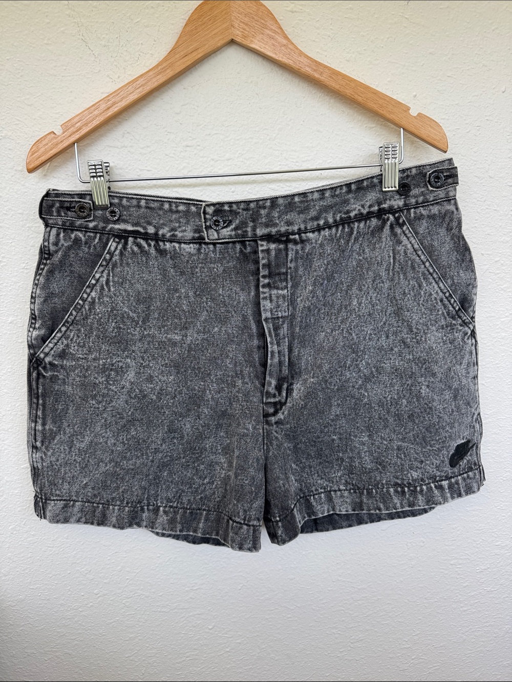 Nike Challenge Court Vintage Black Acid Wash Cotton Denim Shorts Streetwear